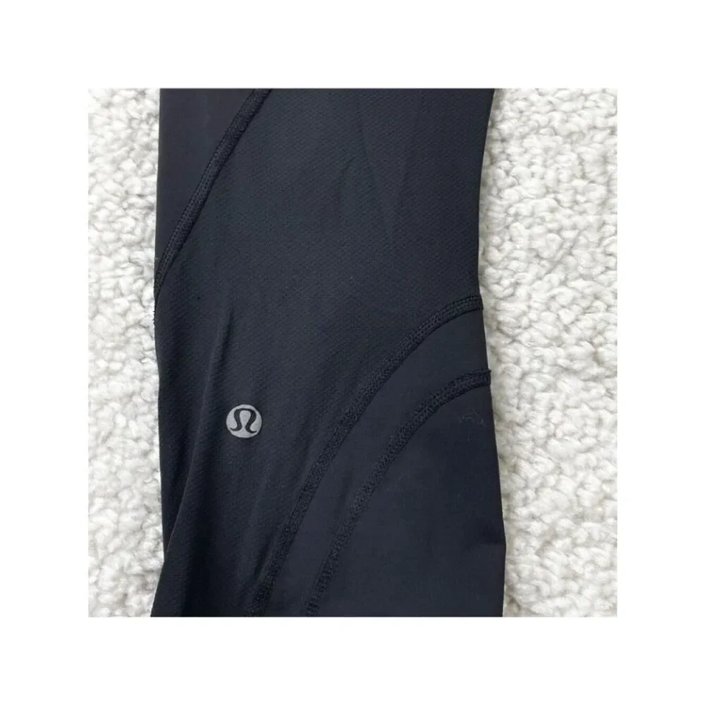 Lululemon Run Inspire Crop Legging Black Womens 6 FLAW